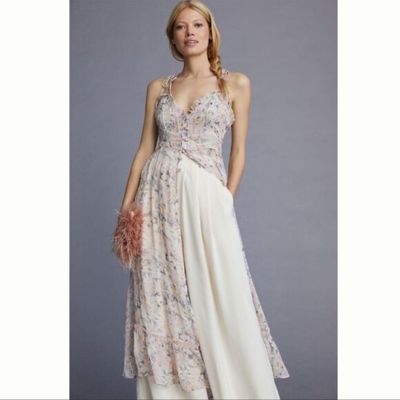Anthropologie Floral Sheer Curtain Top Maxi length NwOT size Large - Picture 10 of 13
